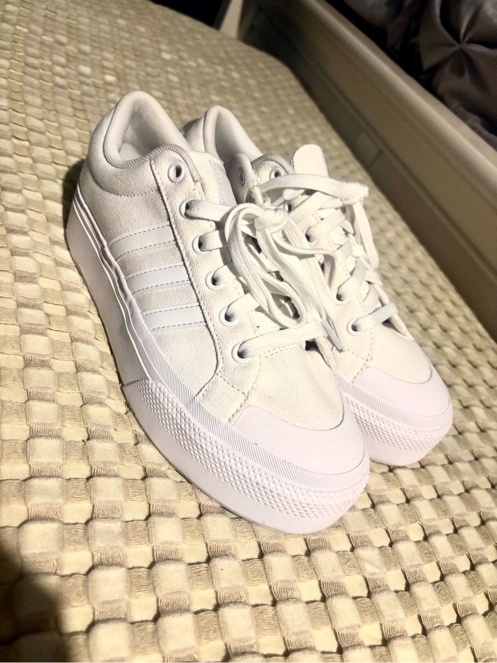 adidas Women's All-White Low-Top Canvas Sneakers